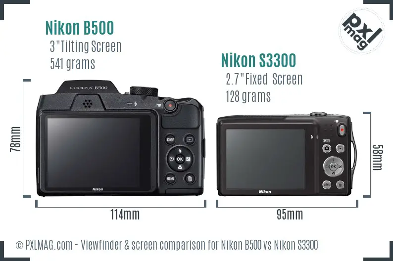 Nikon B500 vs Nikon S3300 Screen and Viewfinder comparison Nikon B500 vs Nikon S3300 Screen and Viewfinder comparison