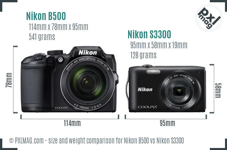 Nikon B500 vs Nikon S3300 size comparison Nikon B500 vs Nikon S3300 size comparison