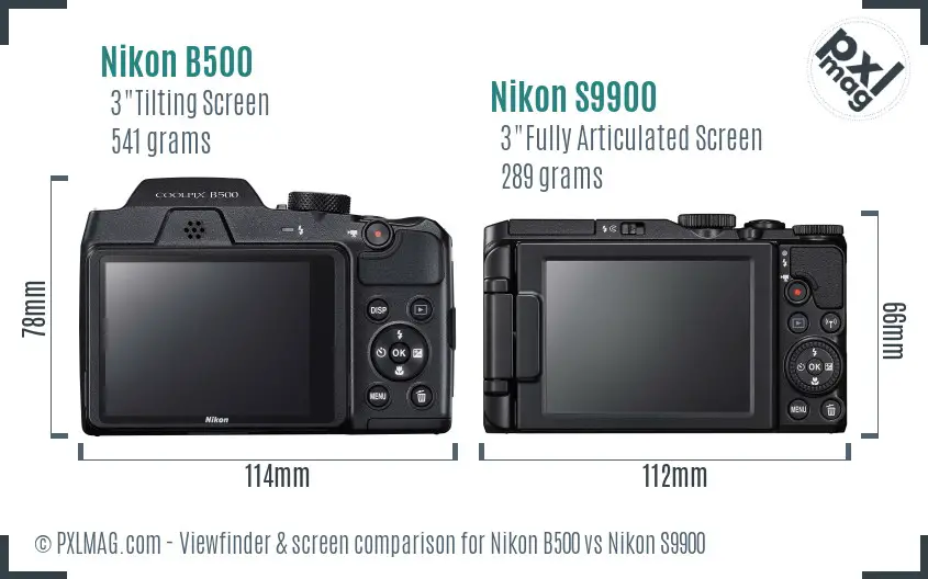 Nikon B500 vs Nikon S9900 Screen and Viewfinder comparison