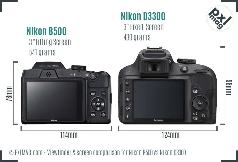 Nikon B500 vs Nikon D3300 Screen and Viewfinder comparison Nikon B500 vs Nikon D3300 Screen and Viewfinder comparison