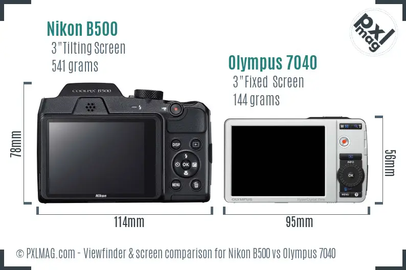 Nikon B500 vs Olympus 7040 Screen and Viewfinder comparison