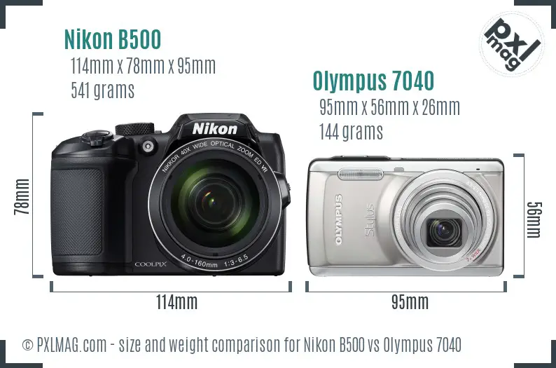 Nikon B500 vs Olympus 7040 size comparison