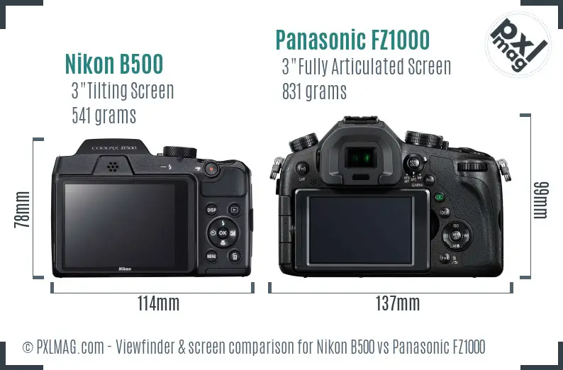 Nikon B500 vs Panasonic FZ1000 Screen and Viewfinder comparison Nikon B500 vs Panasonic FZ1000 Screen and Viewfinder comparison