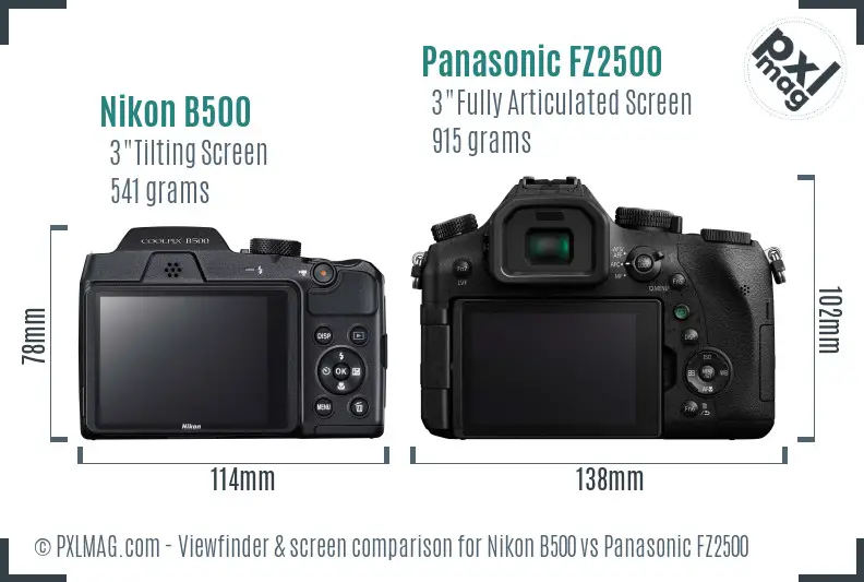 Nikon B500 vs Panasonic FZ2500 Screen and Viewfinder comparison