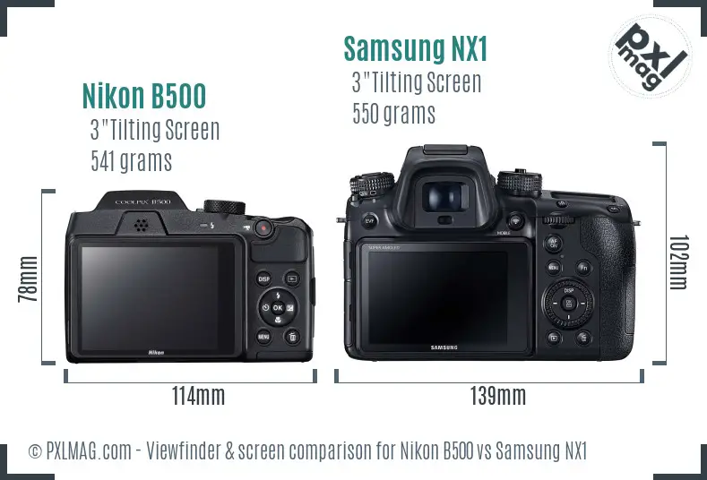 Nikon B500 vs Samsung NX1 Screen and Viewfinder comparison