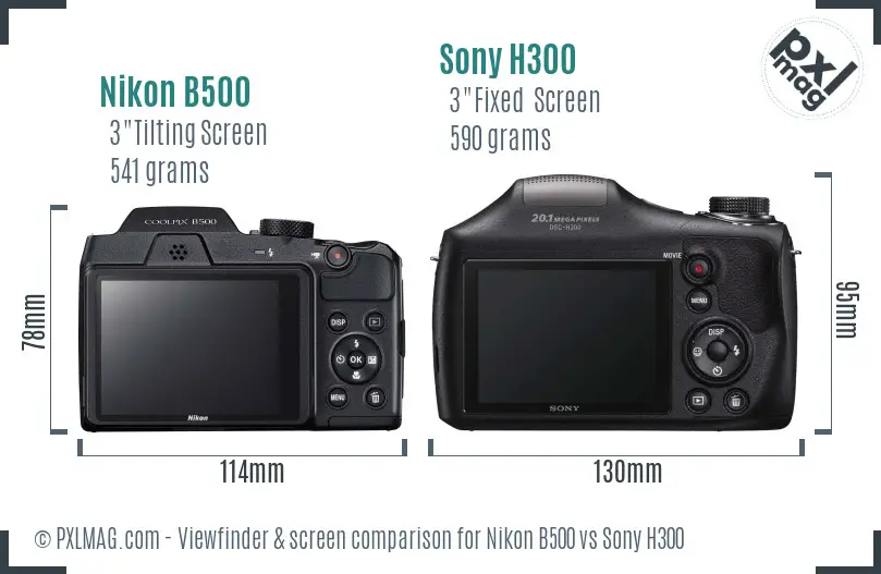 Nikon B500 vs Sony H300 Screen and Viewfinder comparison