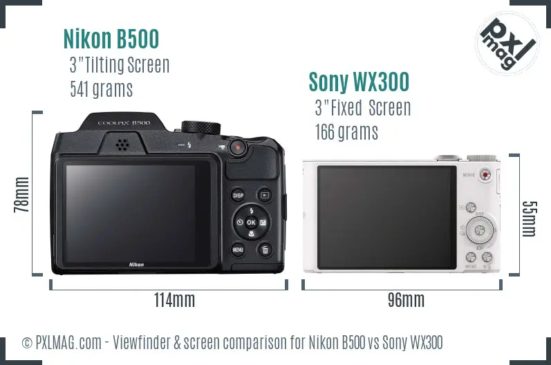 Nikon B500 vs Sony WX300 Screen and Viewfinder comparison
