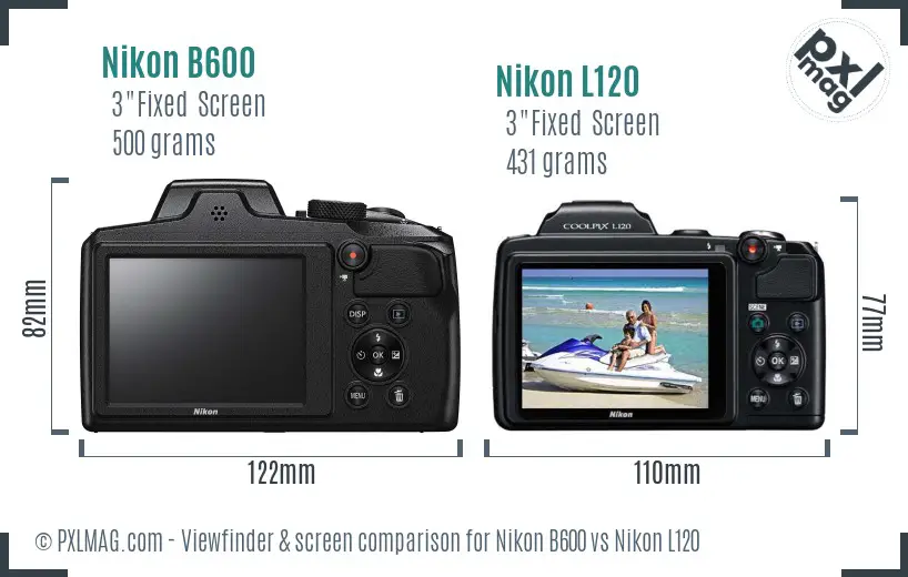 Nikon B600 vs Nikon L120 Screen and Viewfinder comparison Nikon B600 vs Nikon L120 Screen and Viewfinder comparison