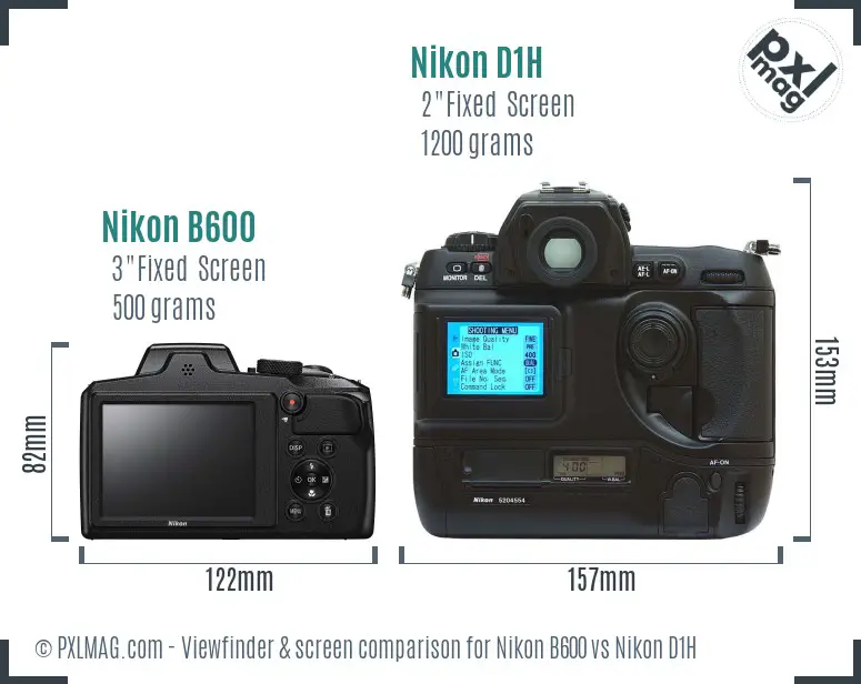 Nikon B600 vs Nikon D1H Screen and Viewfinder comparison