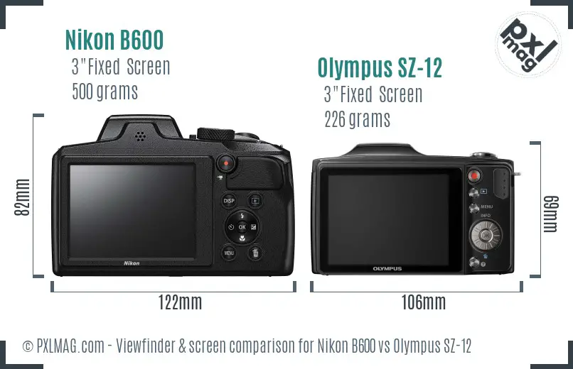 Nikon B600 vs Olympus SZ-12 Screen and Viewfinder comparison
