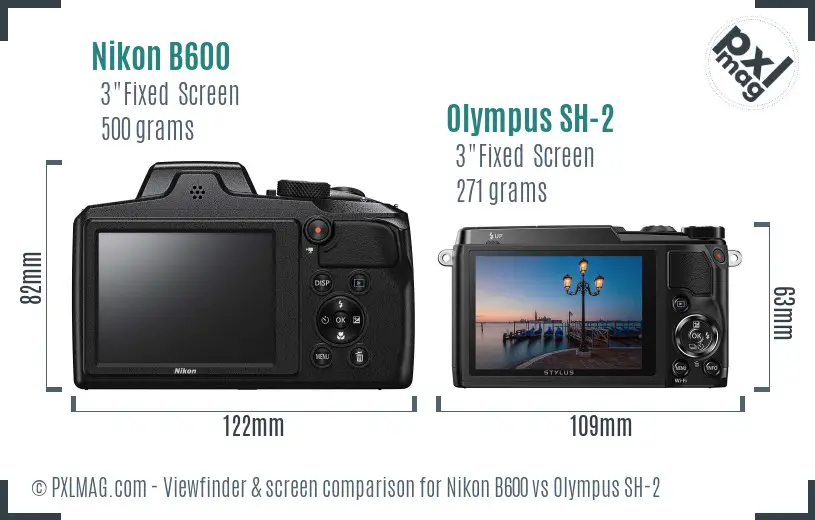 Nikon B600 vs Olympus SH-2 Screen and Viewfinder comparison Nikon B600 vs Olympus SH-2 Screen and Viewfinder comparison