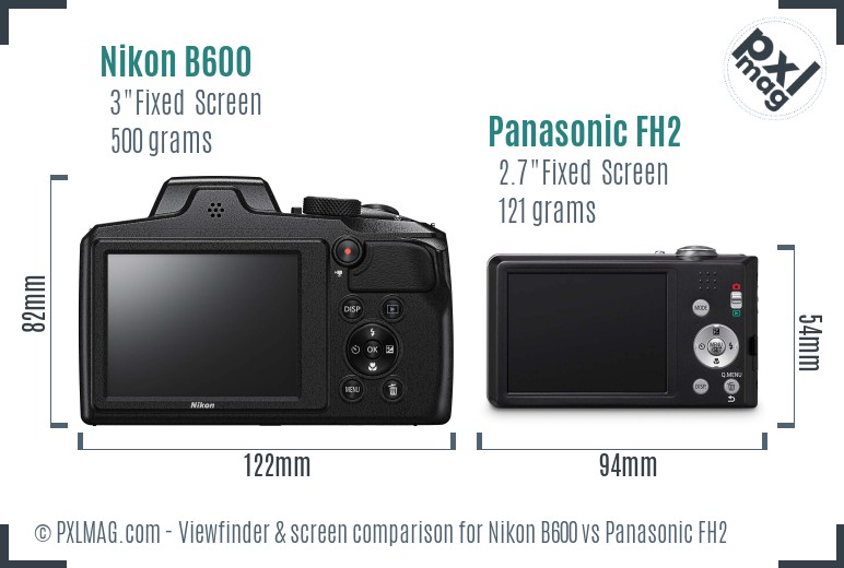 Nikon B600 vs Panasonic FH2 Screen and Viewfinder comparison