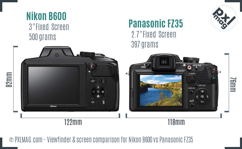 Nikon B600 vs Panasonic FZ35 Screen and Viewfinder comparison