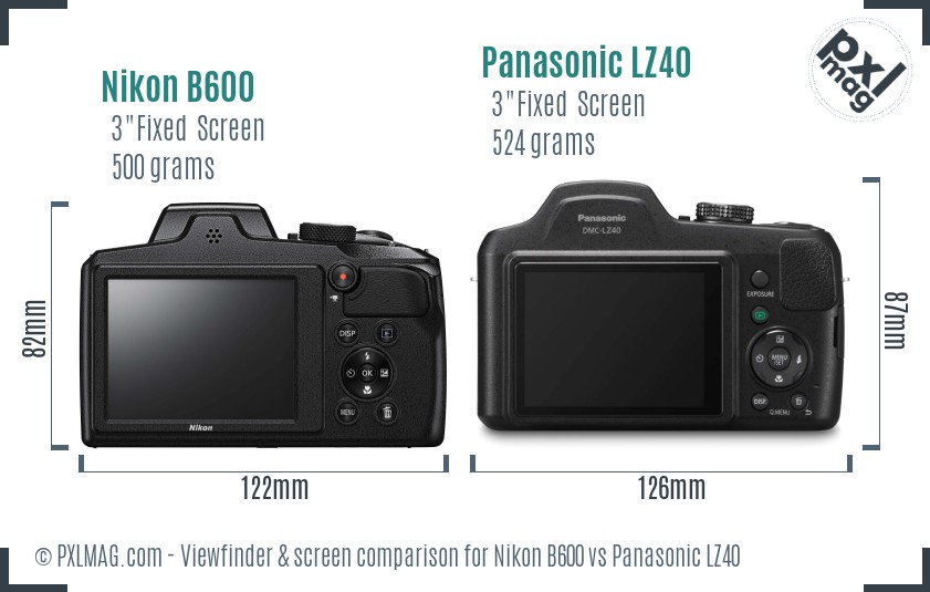 Nikon B600 vs Panasonic LZ40 Screen and Viewfinder comparison