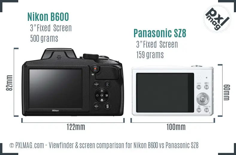 Nikon B600 vs Panasonic SZ8 Screen and Viewfinder comparison