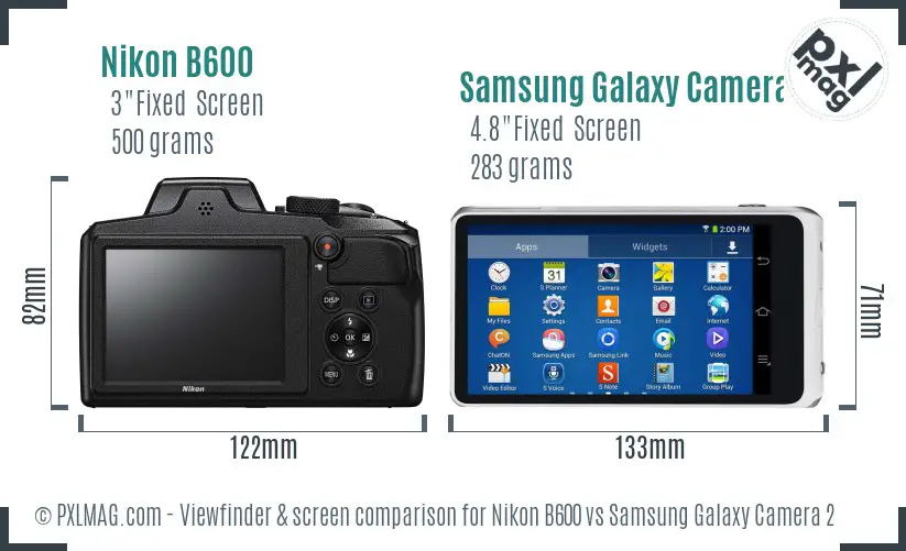 Nikon B600 vs Samsung Galaxy Camera 2 Screen and Viewfinder comparison Nikon B600 vs Samsung Galaxy Camera 2 Screen and Viewfinder comparison