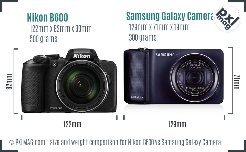 Nikon B600 vs Samsung Galaxy Camera size comparison Nikon B600 vs Samsung Galaxy Camera size comparison