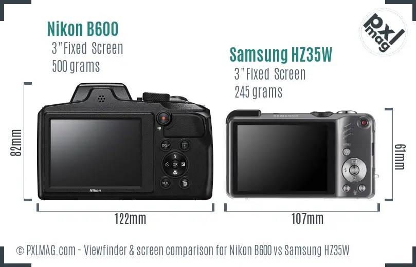 Nikon B600 vs Samsung HZ35W Screen and Viewfinder comparison Nikon B600 vs Samsung HZ35W Screen and Viewfinder comparison