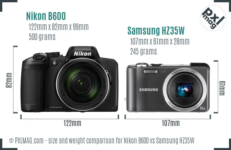 Nikon B600 vs Samsung HZ35W size comparison Nikon B600 vs Samsung HZ35W size comparison