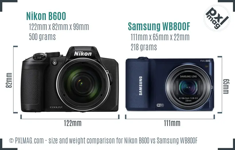Nikon B600 vs Samsung WB800F size comparison Nikon B600 vs Samsung WB800F size comparison