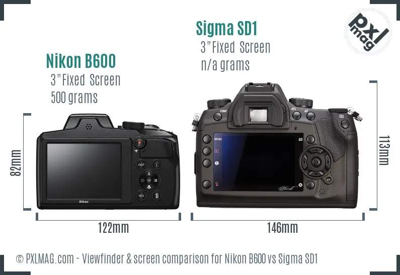 Nikon B600 vs Sigma SD1 Screen and Viewfinder comparison