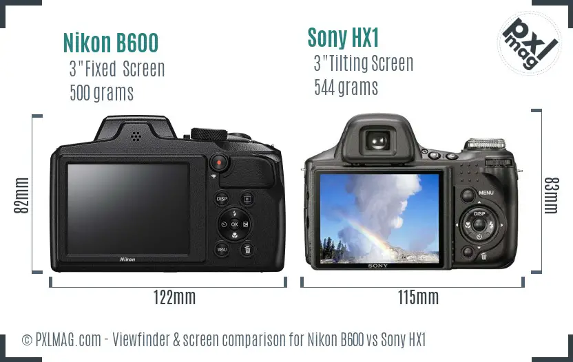 Nikon B600 vs Sony HX1 Screen and Viewfinder comparison