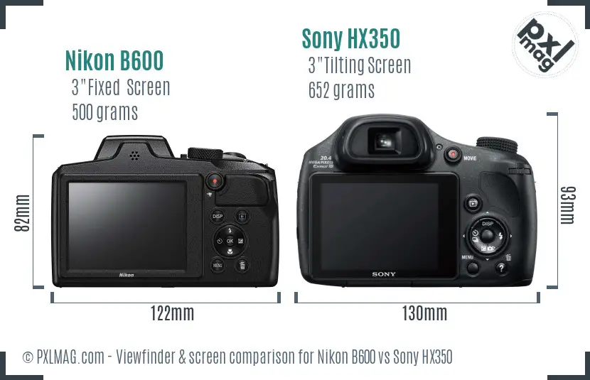 Nikon B600 vs Sony HX350 Screen and Viewfinder comparison Nikon B600 vs Sony HX350 Screen and Viewfinder comparison