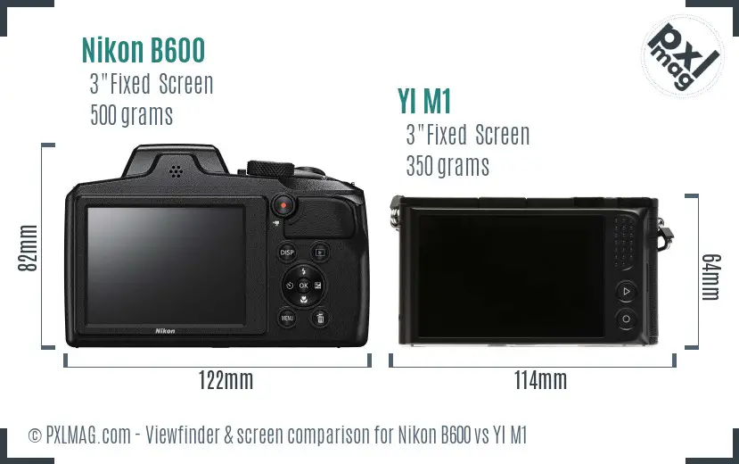 Nikon B600 vs YI M1 Screen and Viewfinder comparison