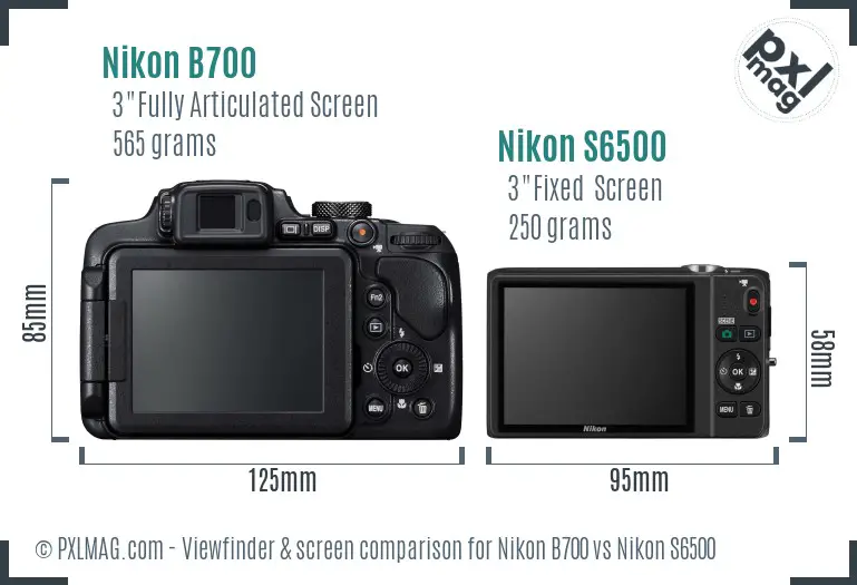 Nikon B700 vs Nikon S6500 Screen and Viewfinder comparison Nikon B700 vs Nikon S6500 Screen and Viewfinder comparison