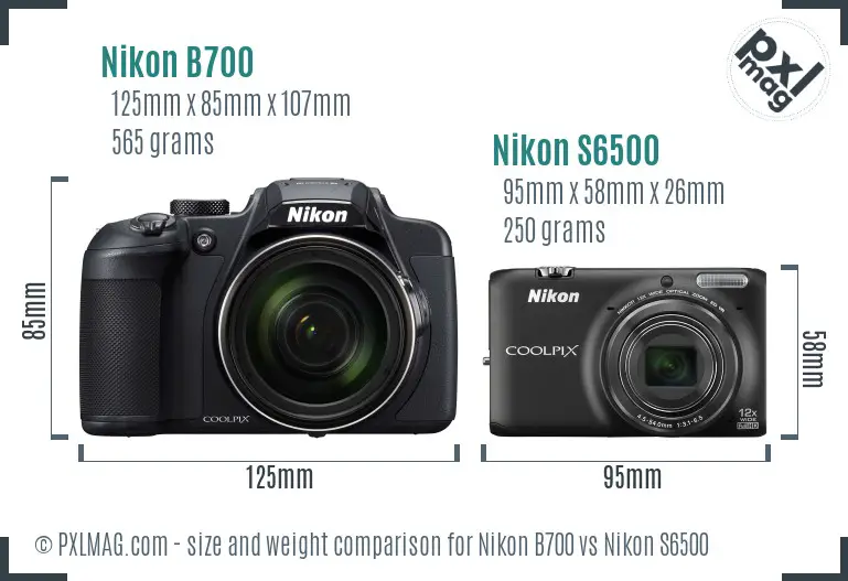 Nikon B700 vs Nikon S6500 size comparison Nikon B700 vs Nikon S6500 size comparison