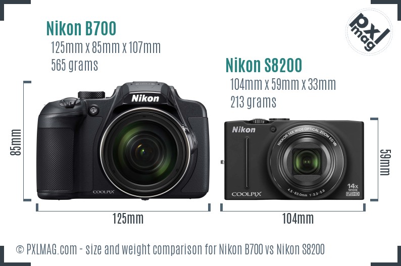 Nikon B700 vs Nikon S8200 size comparison Nikon B700 vs Nikon S8200 size comparison