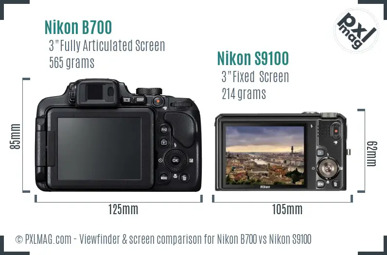 Nikon B700 vs Nikon S9100 Screen and Viewfinder comparison
