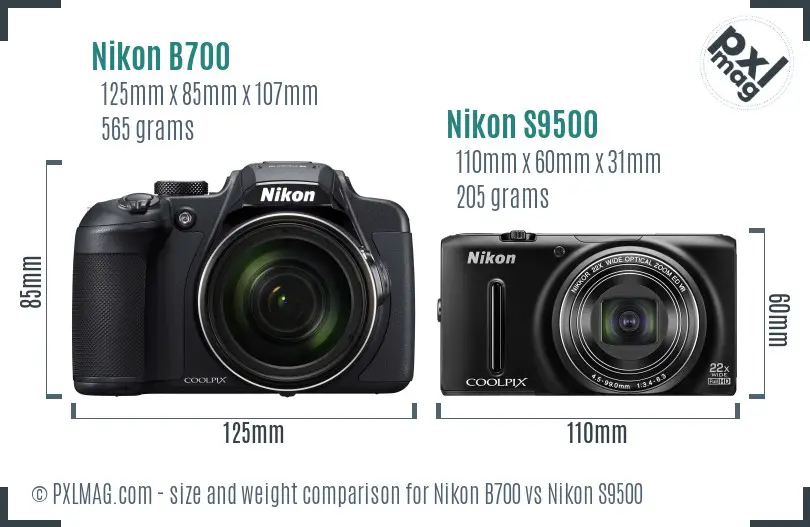 Nikon B700 vs Nikon S9500 size comparison Nikon B700 vs Nikon S9500 size comparison