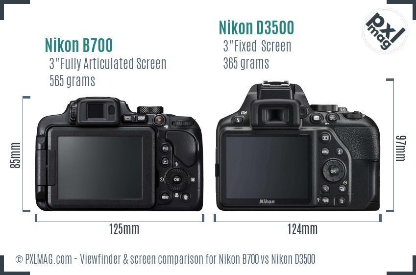 Nikon B700 vs Nikon D3500 Screen and Viewfinder comparison