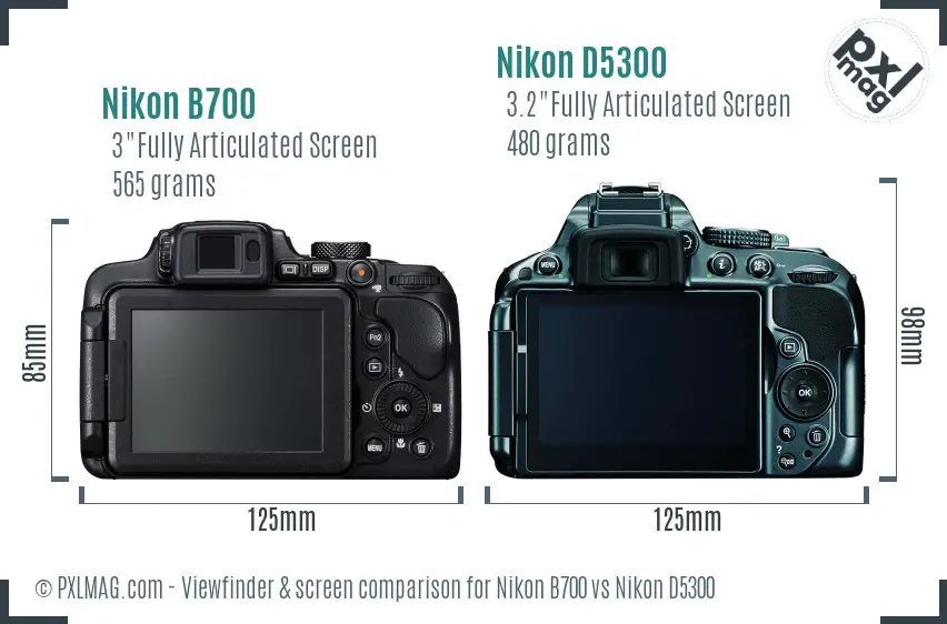 Nikon B700 vs Nikon D5300 Screen and Viewfinder comparison
