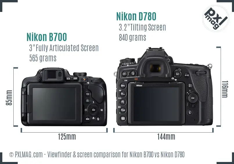 Nikon B700 vs Nikon D780 Screen and Viewfinder comparison
