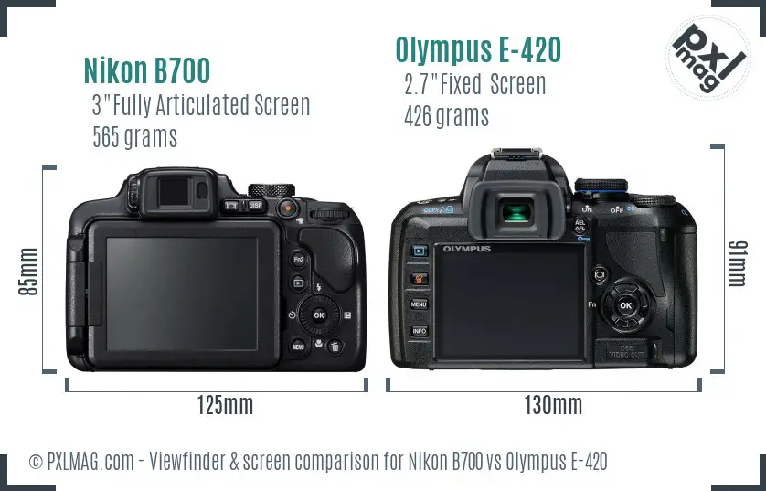 Nikon B700 vs Olympus E-420 Screen and Viewfinder comparison