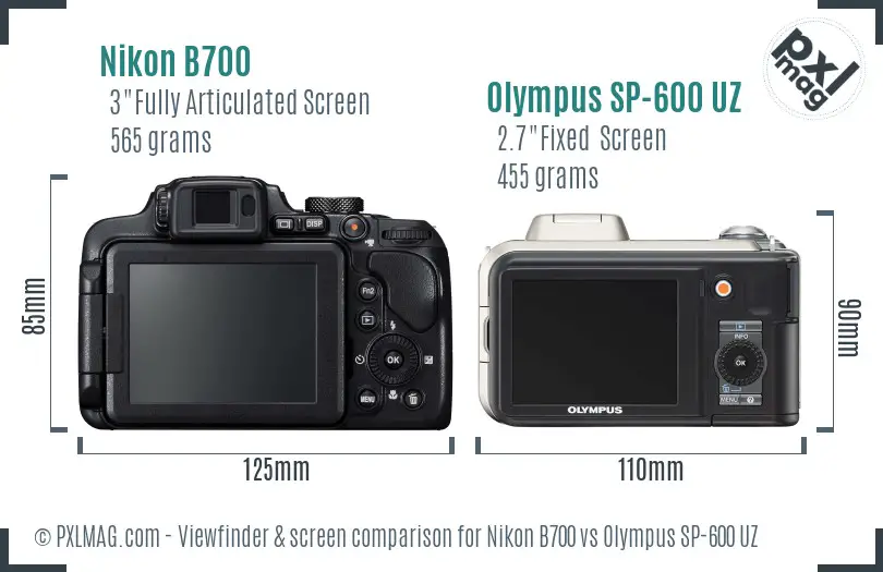 Nikon B700 vs Olympus SP-600 UZ Screen and Viewfinder comparison