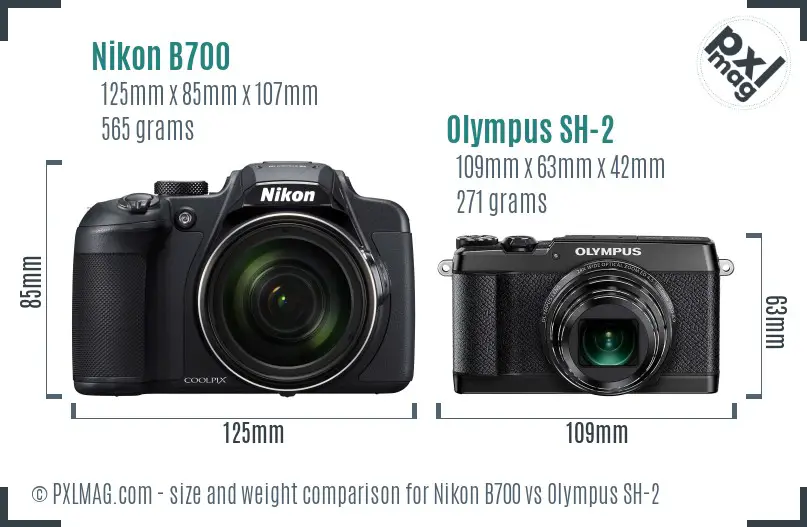 Nikon B700 vs Olympus SH-2 size comparison