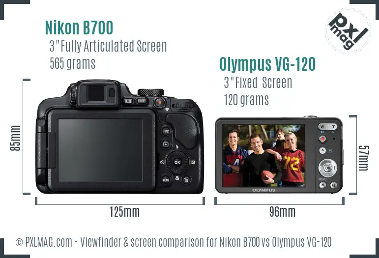 Nikon B700 vs Olympus VG-120 Screen and Viewfinder comparison