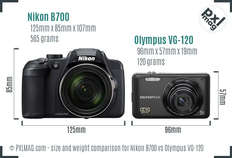 Nikon B700 vs Olympus VG-120 size comparison
