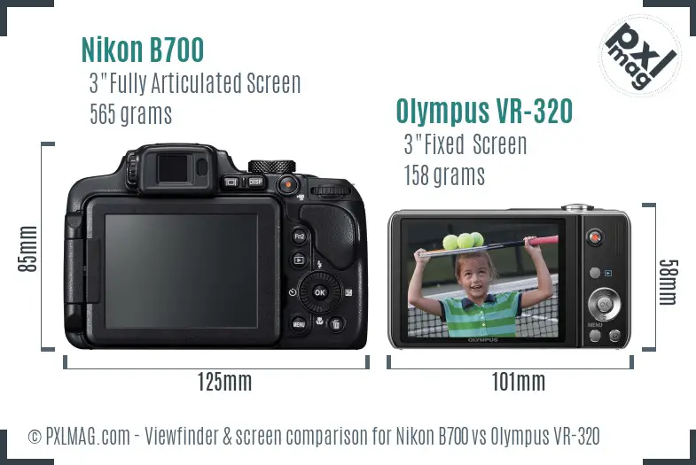Nikon B700 vs Olympus VR-320 Screen and Viewfinder comparison