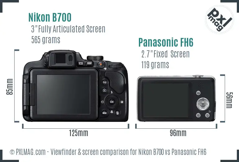 Nikon B700 vs Panasonic FH6 Screen and Viewfinder comparison