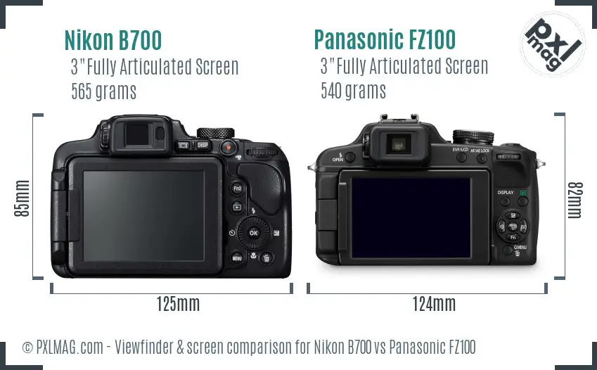 Nikon B700 vs Panasonic FZ100 Screen and Viewfinder comparison