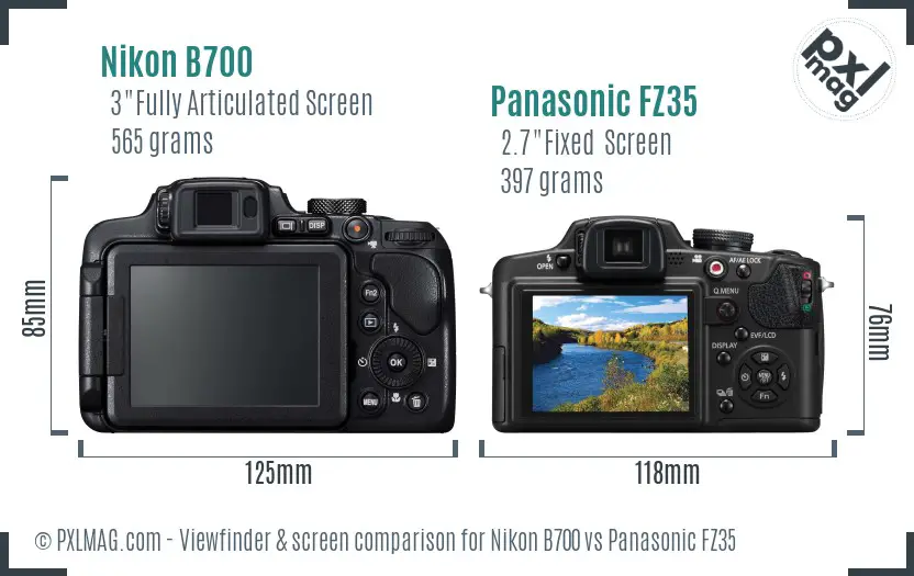 Nikon B700 vs Panasonic FZ35 Screen and Viewfinder comparison