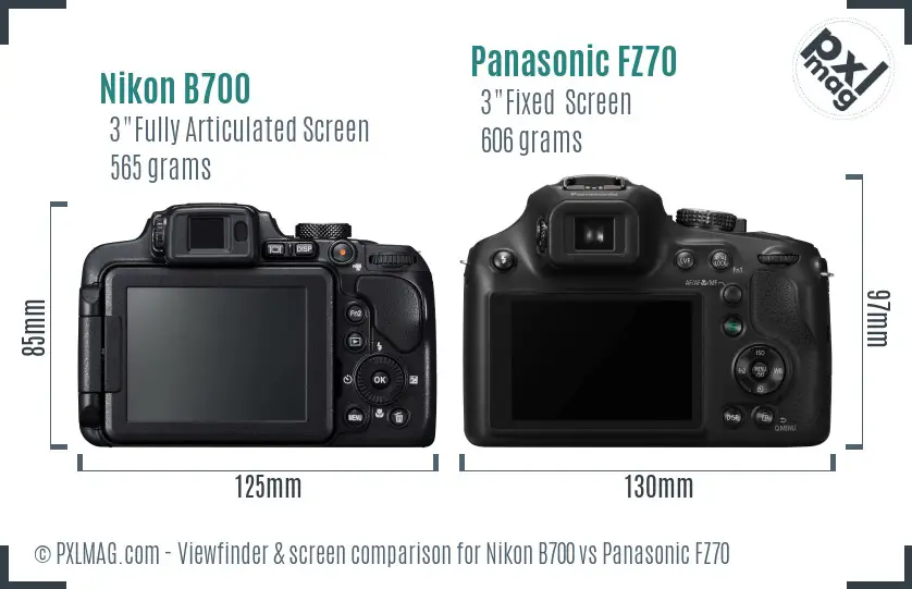 Nikon B700 vs Panasonic FZ70 Screen and Viewfinder comparison
