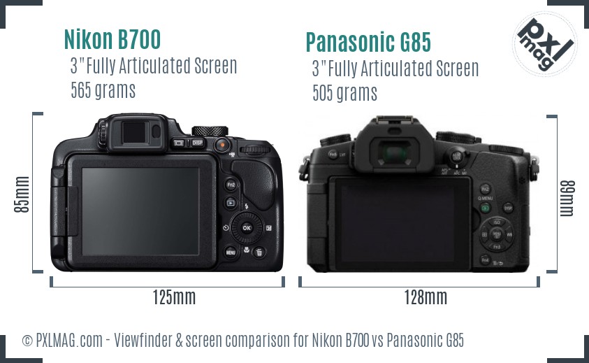 Nikon B700 vs Panasonic G85 Screen and Viewfinder comparison