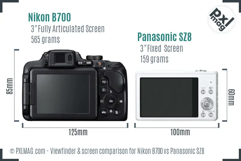Nikon B700 vs Panasonic SZ8 Screen and Viewfinder comparison Nikon B700 vs Panasonic SZ8 Screen and Viewfinder comparison