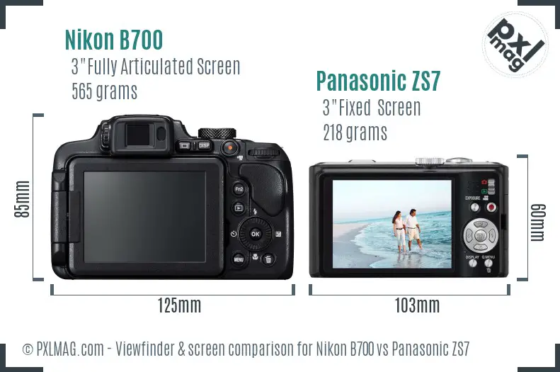 Nikon B700 vs Panasonic ZS7 Screen and Viewfinder comparison Nikon B700 vs Panasonic ZS7 Screen and Viewfinder comparison