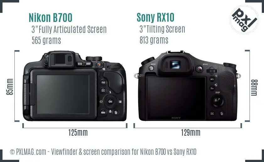 Nikon B700 vs Sony RX10 Screen and Viewfinder comparison